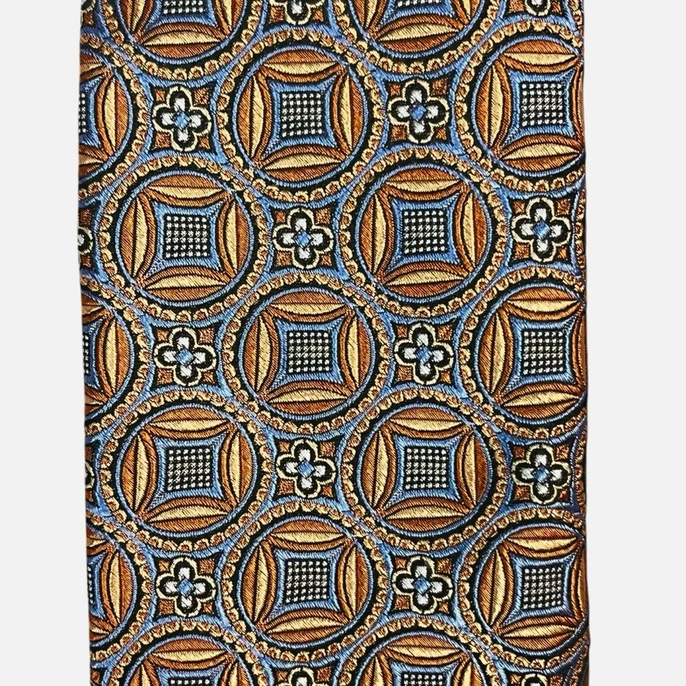 JZ Richards 100% Silk Neck Tie Men's Extra Long‎ Copper Blue Suit Business Tie